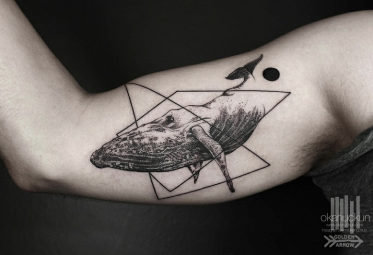 tattoos mit surrealem design wal 3d dreiecke