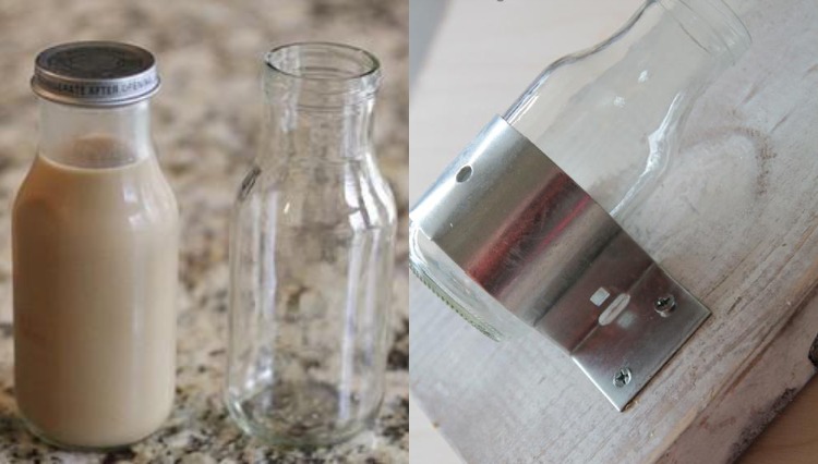 wanddeko-holz-selber-machen-anleitung-vase-glasflaschen-klein-transparent-klammer-holzbrett