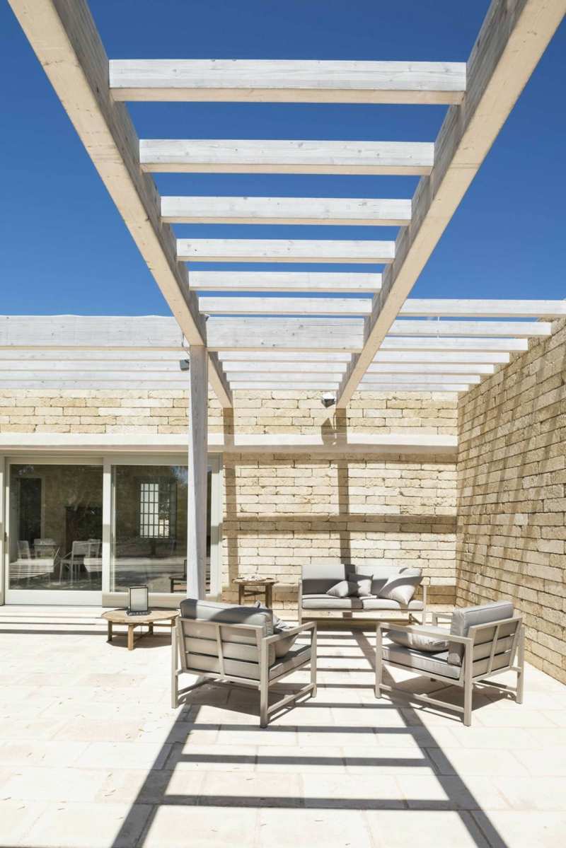 wandgestaltung aus stein terrasse moebel lounge modern