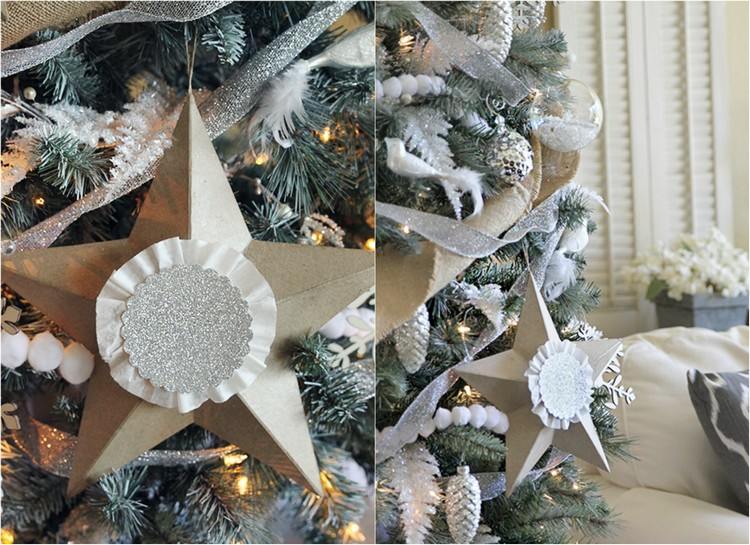 weihnachtssterne basteln weihnachtsbaum-anhaenger-glitzerpapier