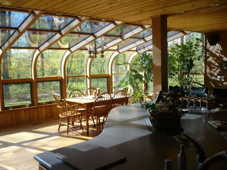 wintergarten-holz-selber-bauen-tipps-glasdach-verglasung-gewoelbt-esstisch-pflanzen-sonnig