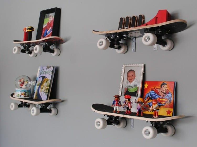 wohnideen kreative kinderzimmer gestaltung regale skateboard moebel