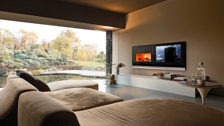 Kamin-modern-wohnzimmer-braun-beige-panoramafenster-natur-tvkonsole-modell-scenario