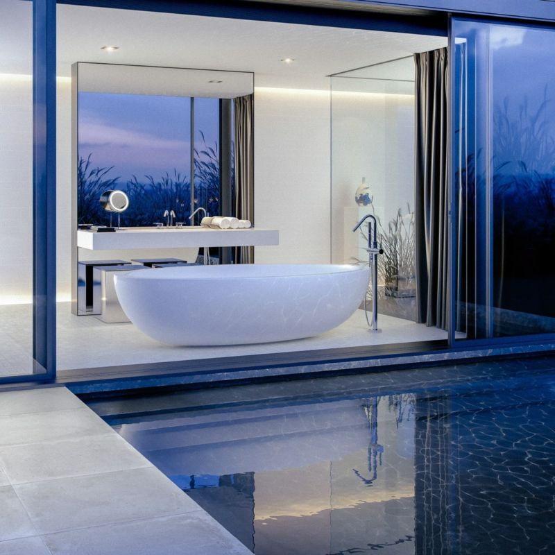 badewanne luxus schiebetuer glas bad pool minimalistisch