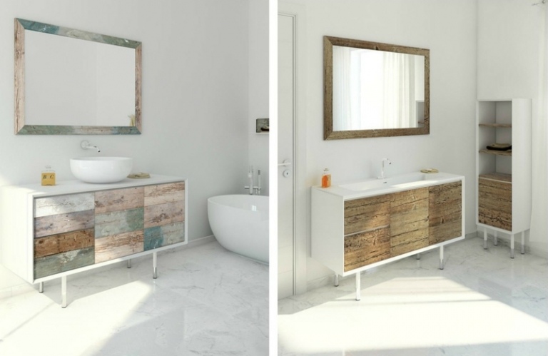 badezimmer shabby moebel horizontal spiegel waschbecken stilvoll