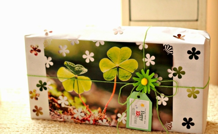 basteln geschenkverpackungen kalender idee recycling kleeblatt