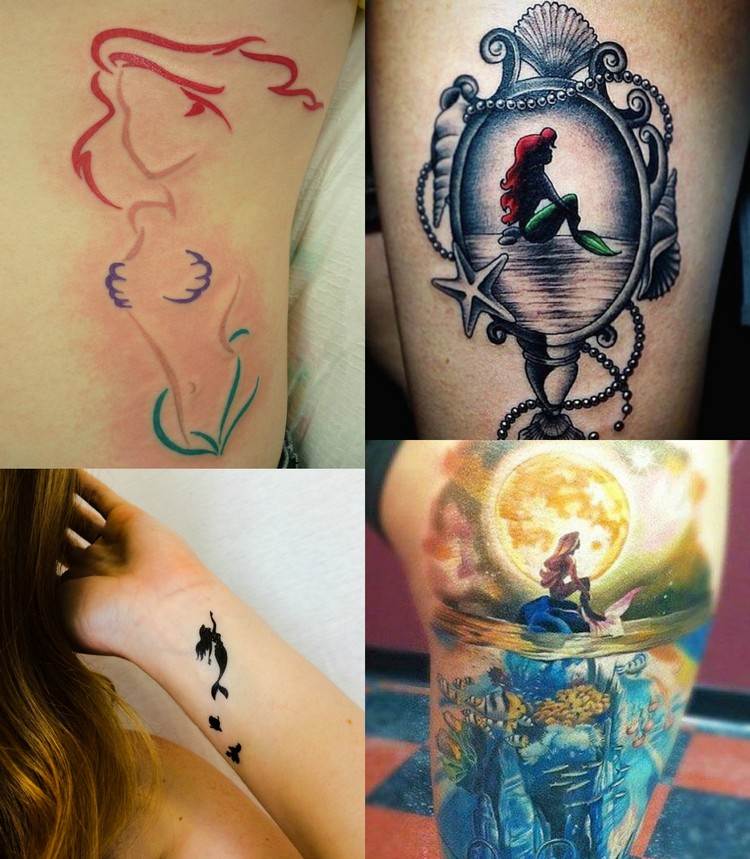 disney-tattoos-motive-ideen-arielle-merrjungfrau-silhouette