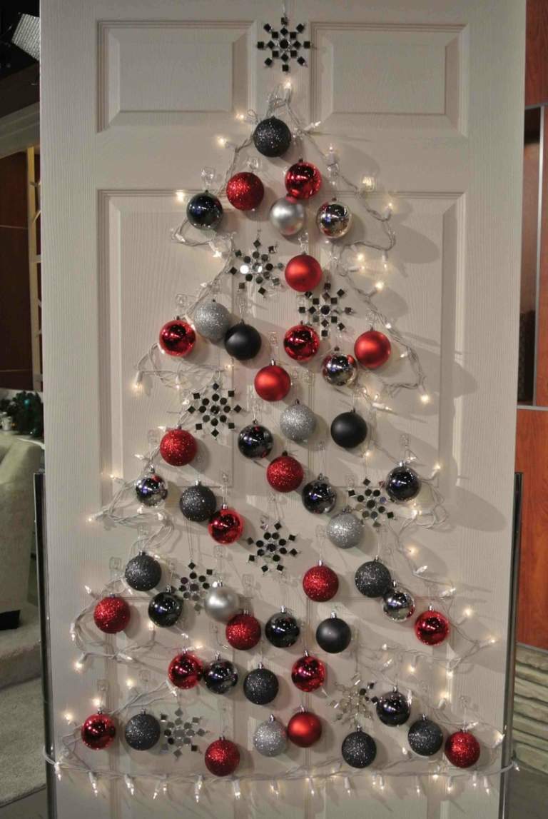 diy beleuchtung zu weihnachten christbaum lichterkette gestalten tuer deko