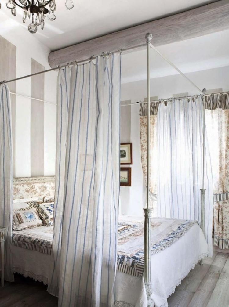 franzosischer-landhausstil-wohnaccessoires-schlafzimmer-himmelbett-weiss-gardinen-textilien-stoffe
