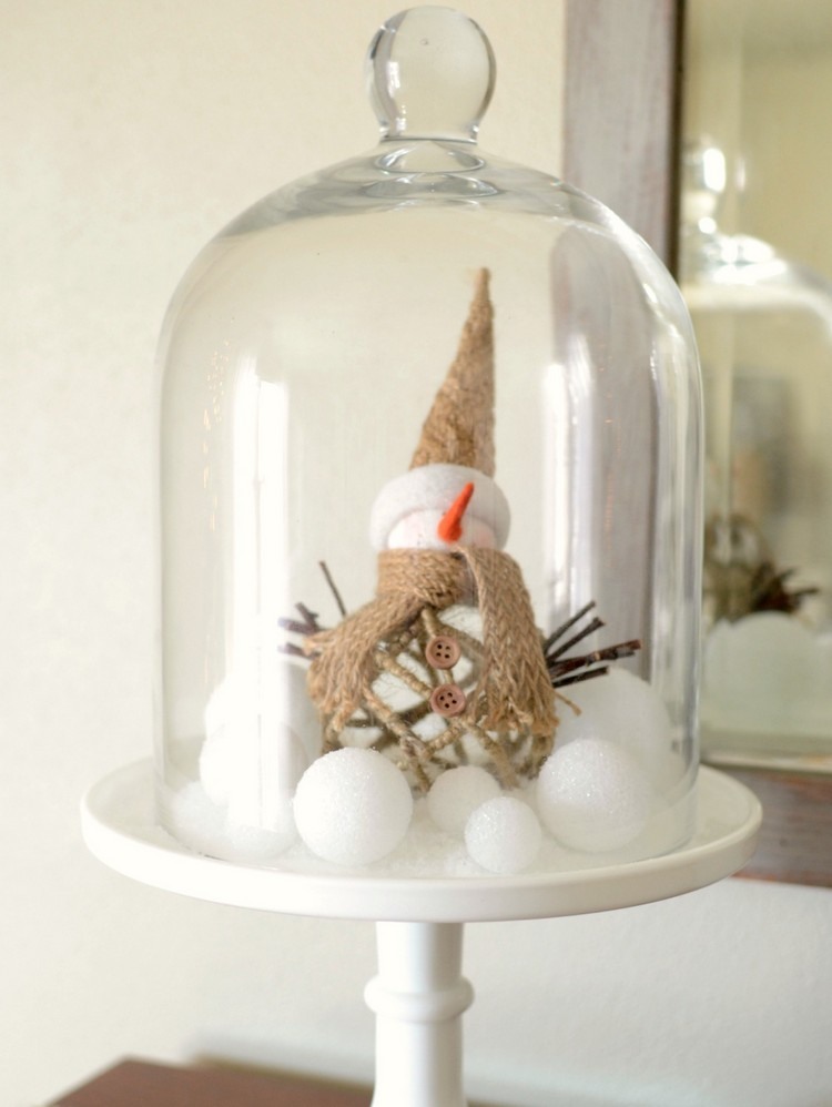 glasglocke-dekorieren-weihnachten-styropor-kugeln-schneeman-figur