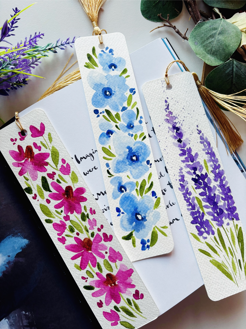 handbemalte diy lesezeichen mit blumen