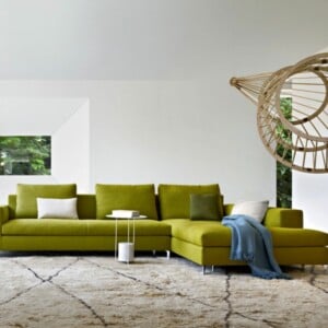 ideen zu sofa gruen originell deko grau teppich muster