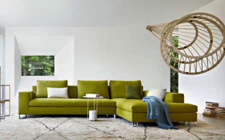 ideen zu sofa gruen originell deko grau teppich muster