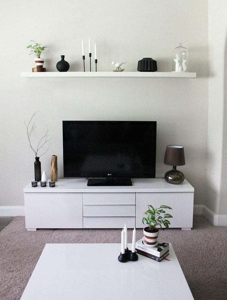 Ikea Besta Regal -aufbewahrungssystem-tv-kosole-weiss-wandregal-modern-minimalistisch-fernseher