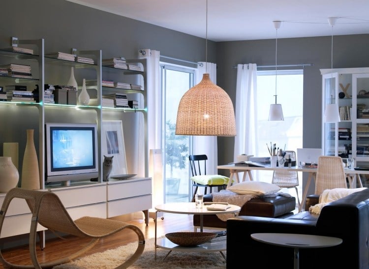 Ikea Rattan -mobel-wohnzimmer-modern-weiss-deko-couch-schukelstuhl-wohnen