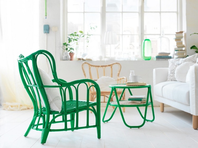 Ikea Rattan -mobel-wohnzimmer-stuhl-kaffeetisch-gruen-kollektionnipprig