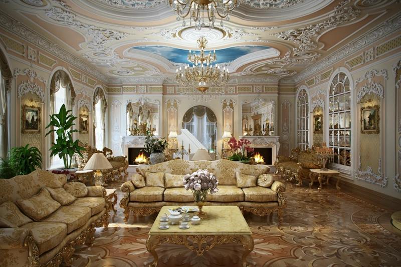 luxus einrichtung franzoesische couchtisch ornamente gold parkett attraktiv blumen