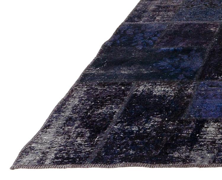 patchwork teppich dunkelblau vintage design ebru handarbeit