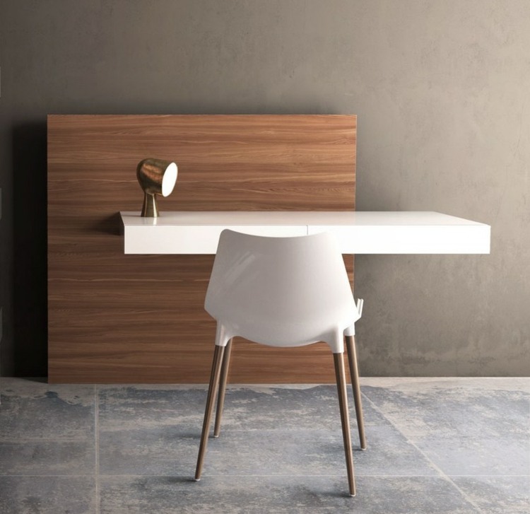 schreibtisch home office buero minimalistisch einrichten eames design fliesen grau