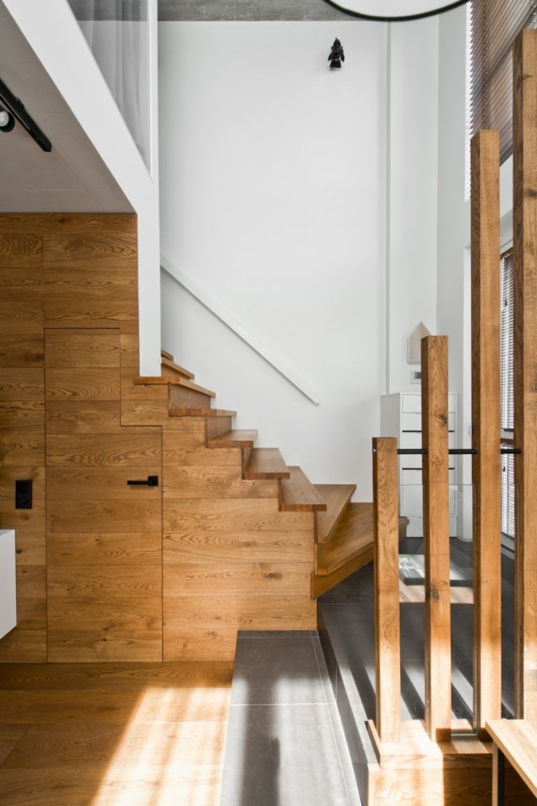 skandinavischer stil grau holz akzente stufen design loft gestaltung idee