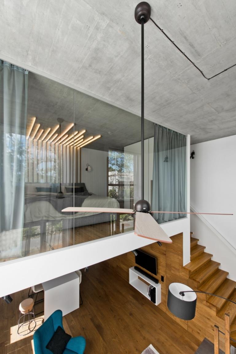 skandinavischer stil grau loft design pendelleuchte treppe holz