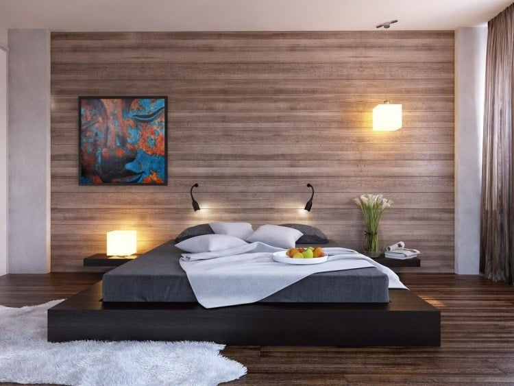 tapete-holz-holzoptik-schlafzimmer-modern-minimalistisch-kantig-schlafmoebel