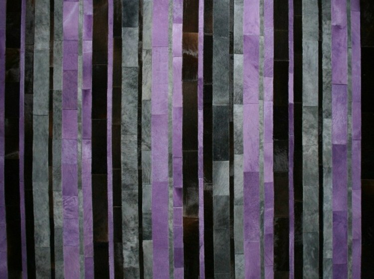 teppich patchwork elegant ebru leder streifen lila schwarz grau