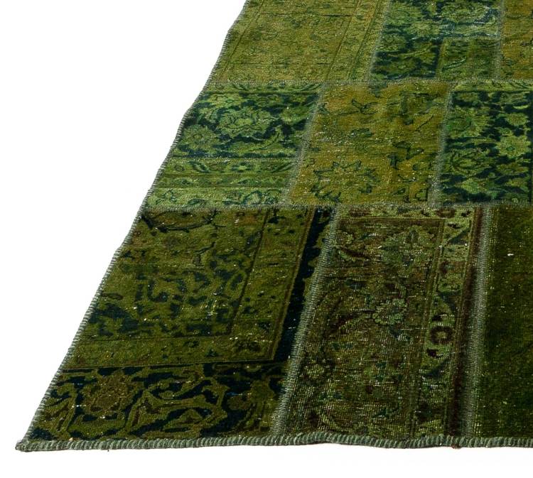 teppich patchwork gruen elegant vintage ebru wohnaccessoire