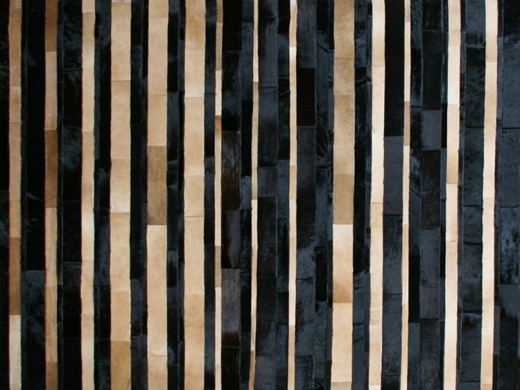 teppich patchwork leder design streifen beige schwarz ebru