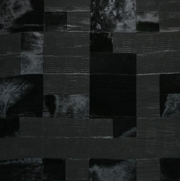 teppich patchwork schwarz modell dekoration wohnzimmer leder