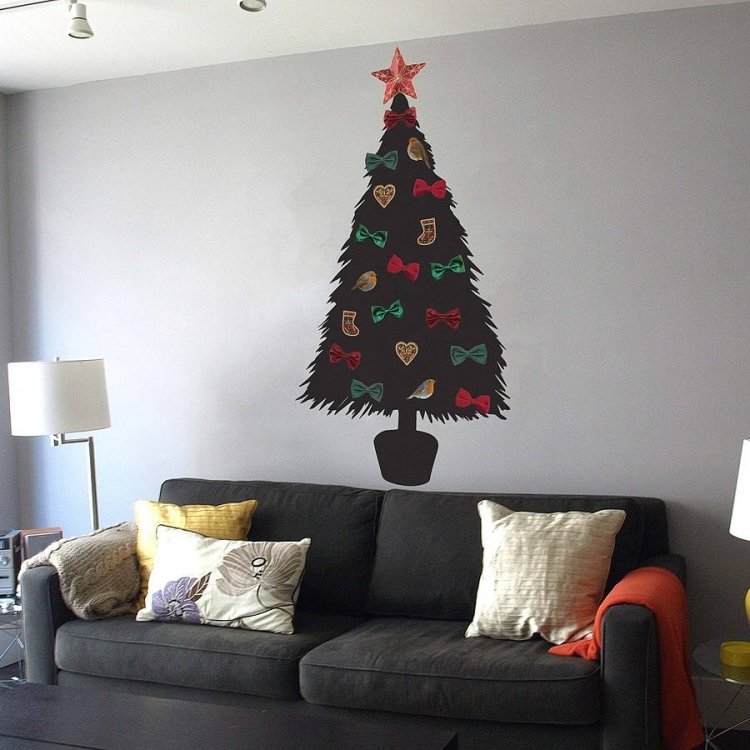 weihnachtsbaum-alternative-wanddeko-selber-machen-wandtattoo-schwarz-weihnachtsschmuck-aufkleber-diy