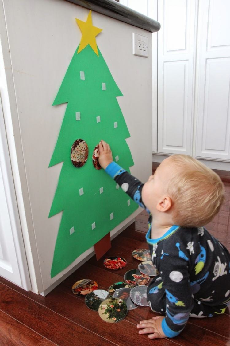 Weihnachtsbaum basteln -kinder-alternative-baby-anleitung-christbaum-papier-klettverschluss