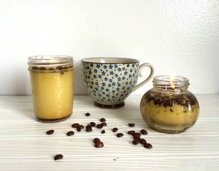 bastelideen-kaffeebohnen-kerzen-anleitung-gelb-teetasse-konservierungsglas