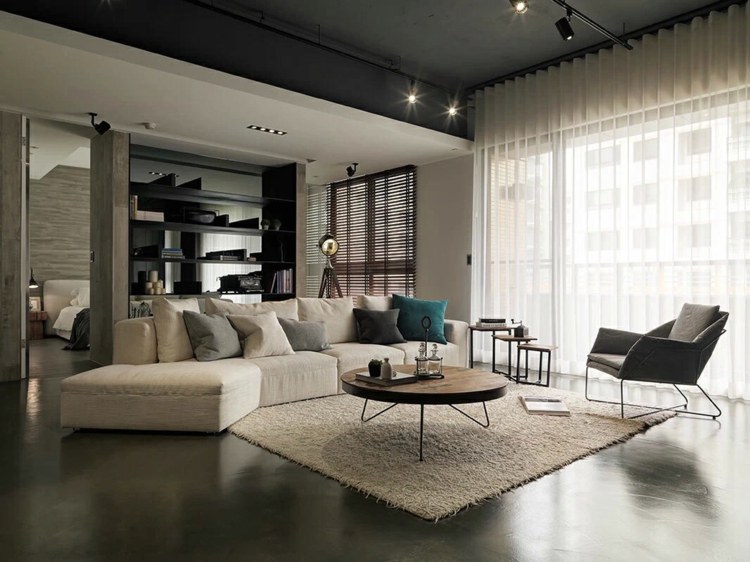 einrichtung modernen asiatischen stil minimalistisch moebel beige hochflor teppich