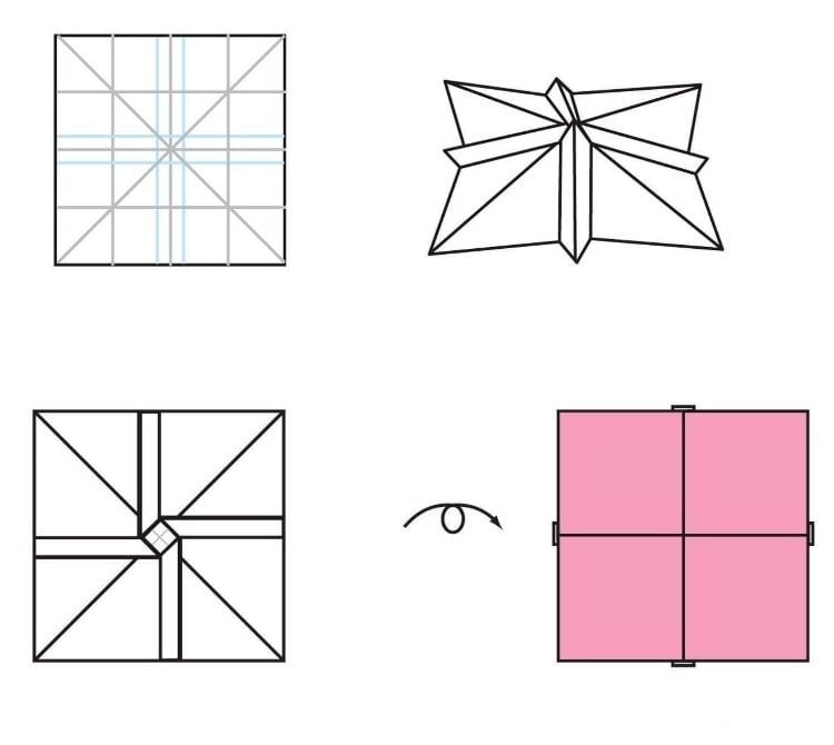 geldschie-falten-blume-origami-rose-anleitung-papier-schritt