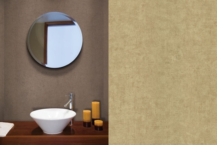 goldene-tapete-modern-matt-altgold-waschtisch-spiegel-rund