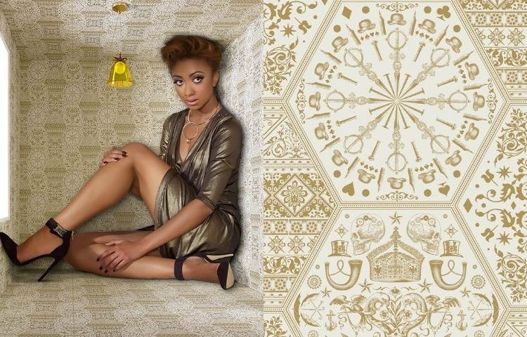 goldene-tapete-modern-muster-marokanisch-weiss-hintegrund-sechseck
