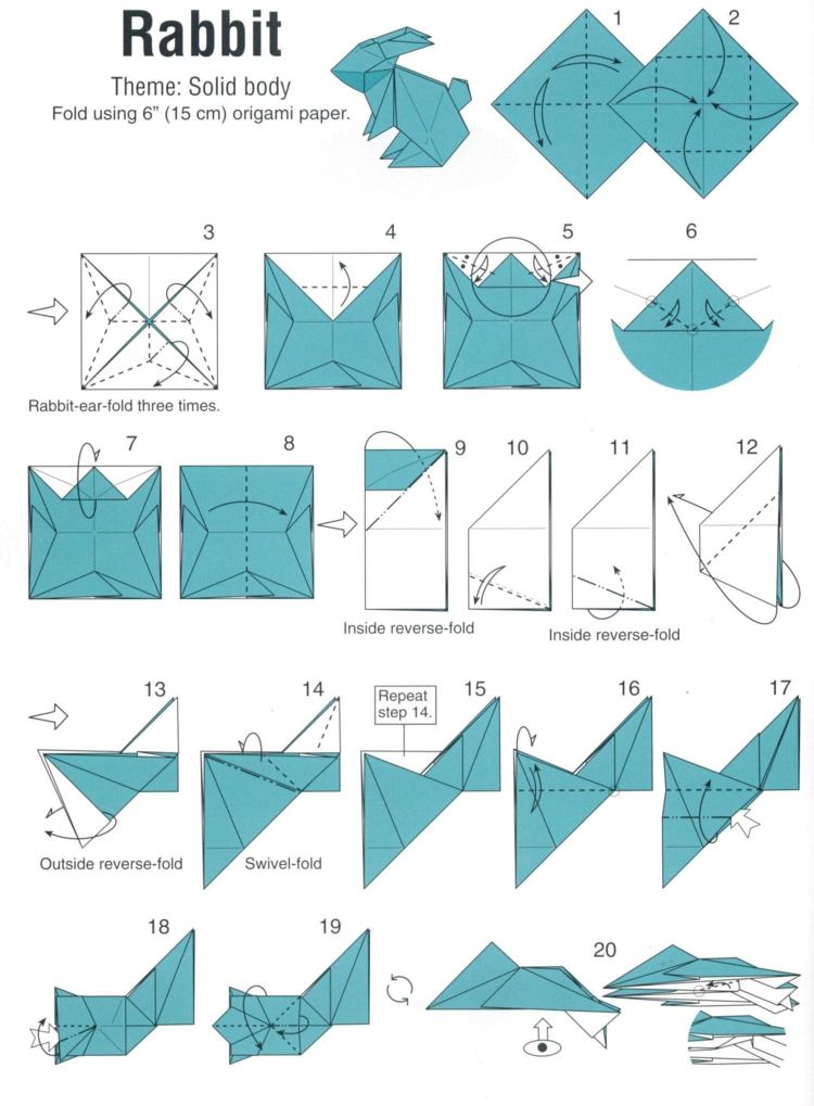 hase origami anleitung basteln tiere schritte dekoration