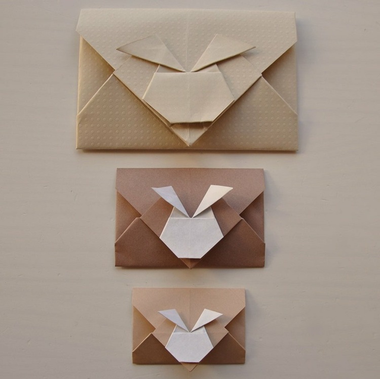 hase origami brief umschlag design anleitung einfach deko idee
