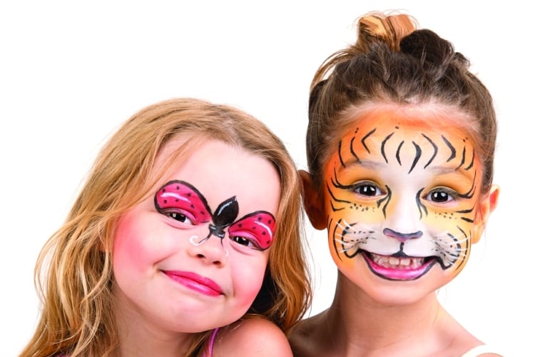 kinderschminken fasching ideen marienkaefer tiger wildkatze niedlich maedchen