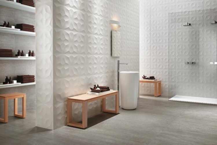 kreative-wandgestaltung-3d-keramikfliesen-badezimmer-weiss-dusche-grau-boden