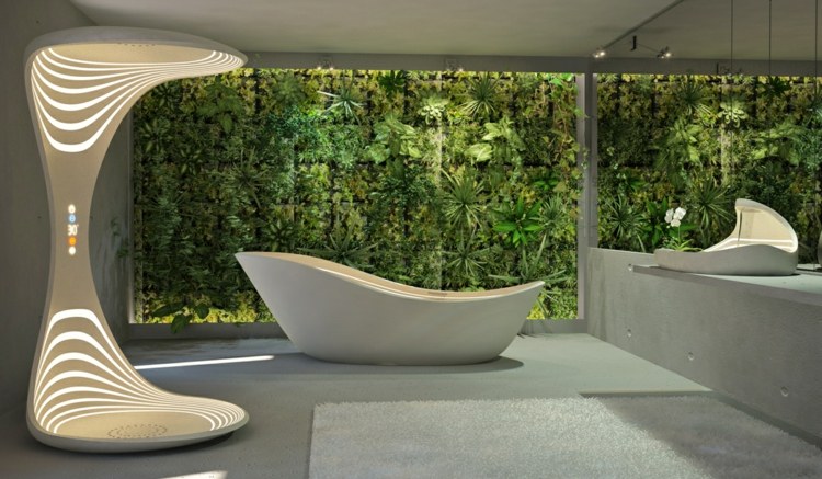 originelle beleuchtung led dusche futuristisch design badewanne