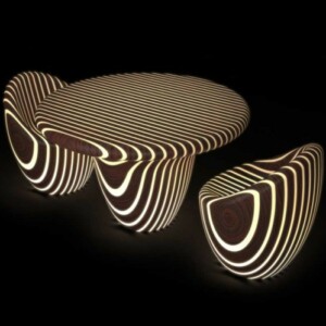 originelle led beleuchtung stuhl tisch streifen bright wood