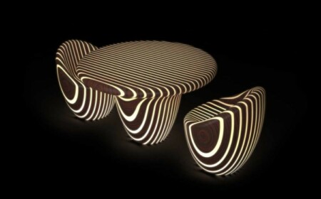 originelle led beleuchtung stuhl tisch streifen bright wood