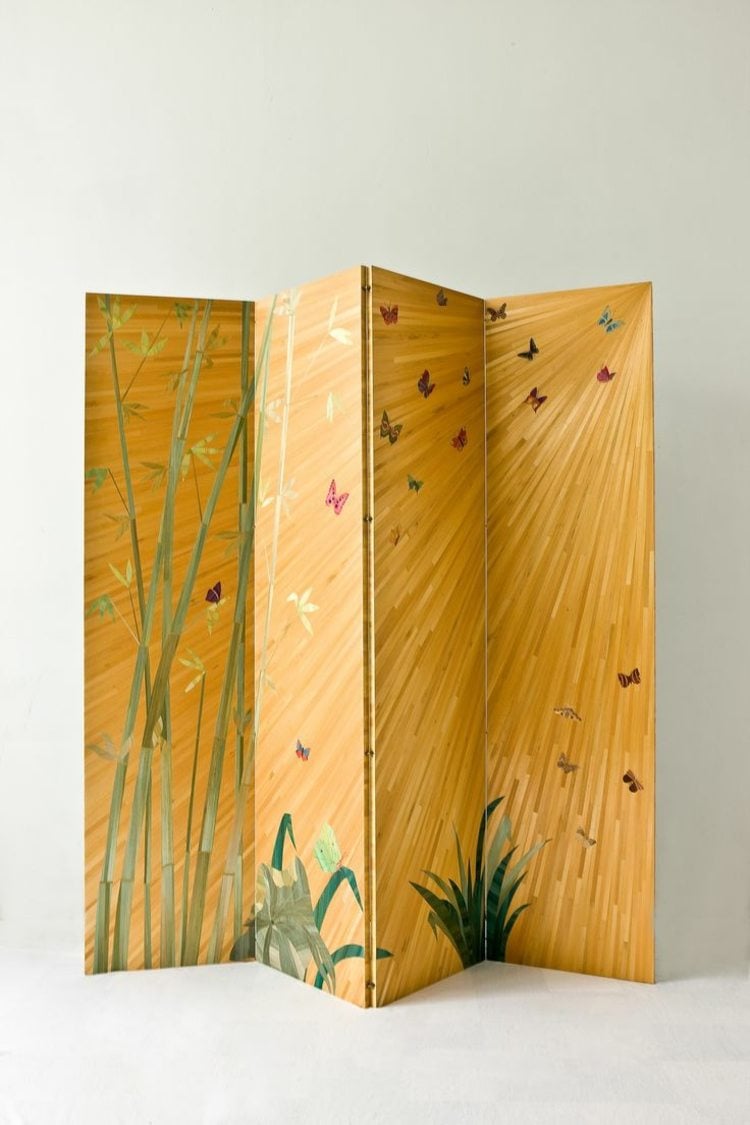 raumtrenner holz bambus attraktiv bilder schmetterlinge exotisch