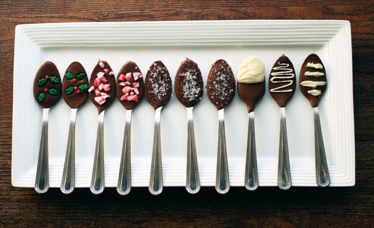 selber machen trinkschokolade dessert idee diy rezept verzierung loeffel