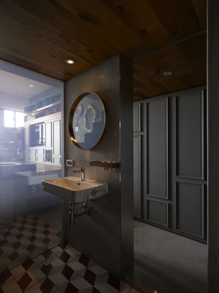 stilmix-wohnen-einrichtung-einzimmerwohnung-bad-spuele-spiegel-rund-beton