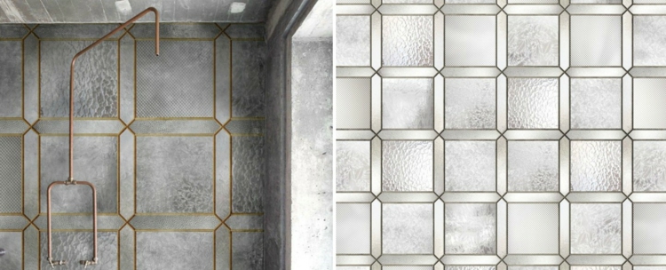 tapete badezimmer glas imitation mattiert metall akzent gold silber nouveau