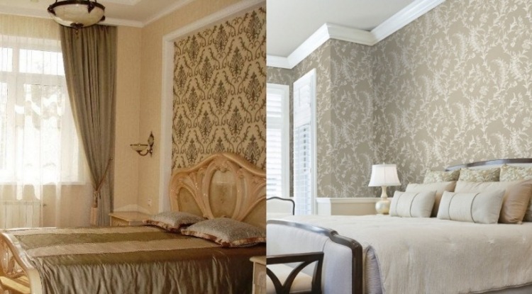 vintage-tapeten-modern-interieur-schlafzimmer-barock-muster-beige-hellgrau