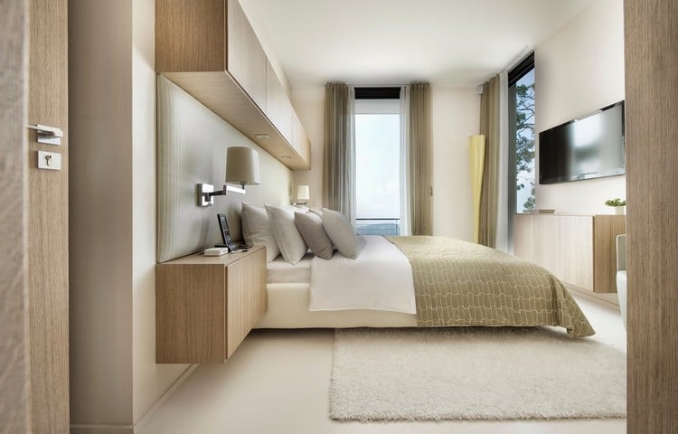 wohnideen-farbgestaltung-schlafzimmer-magnolia-helles-holz-oberschraenke